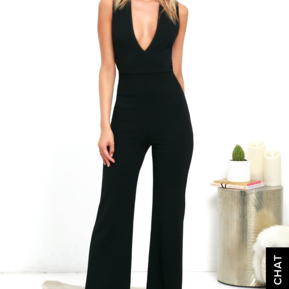 Lulu’s Thinking out Loud Black backless jumpsuit